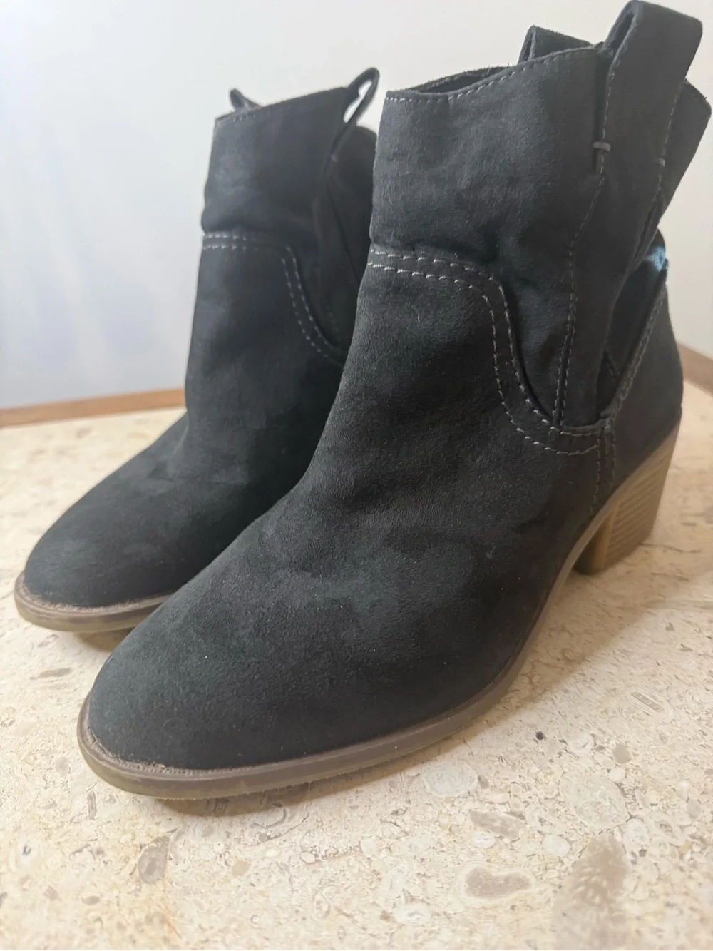 Merona- Black Suede Ankle Boots - Women's Chelsea Heel